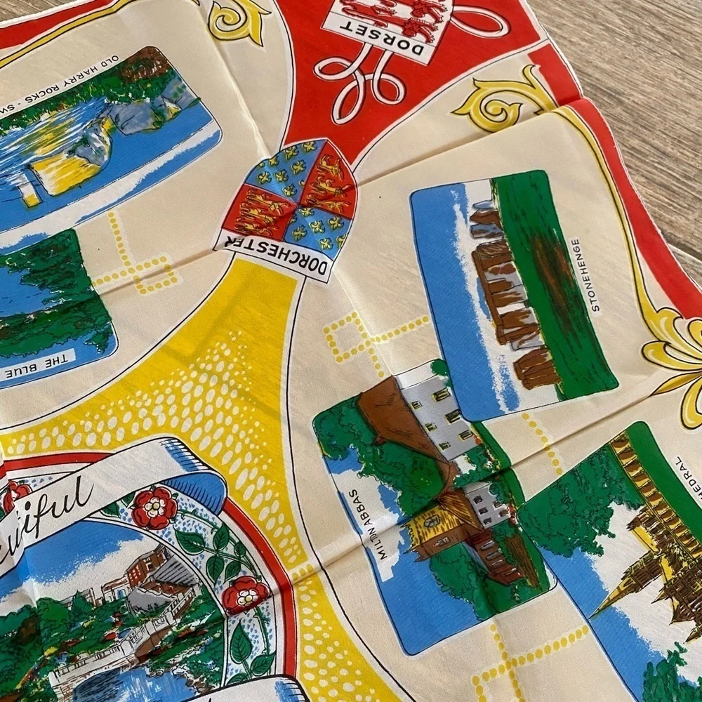 Vintage Beautiful Bournemouth United Kingdom Travel Souvenir Silk Scarf